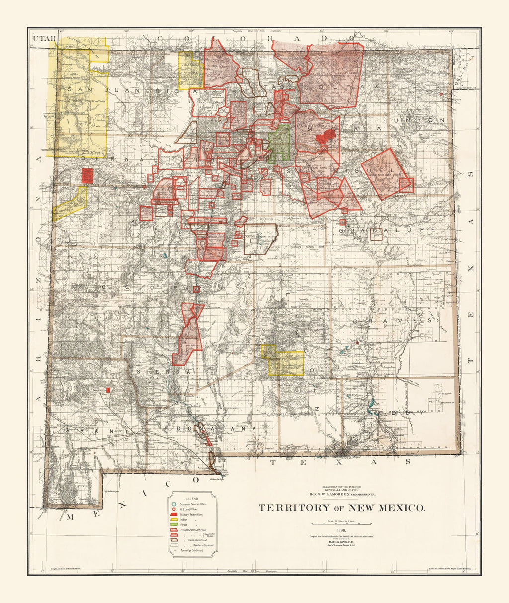 Vintage Map of New Mexico 1896