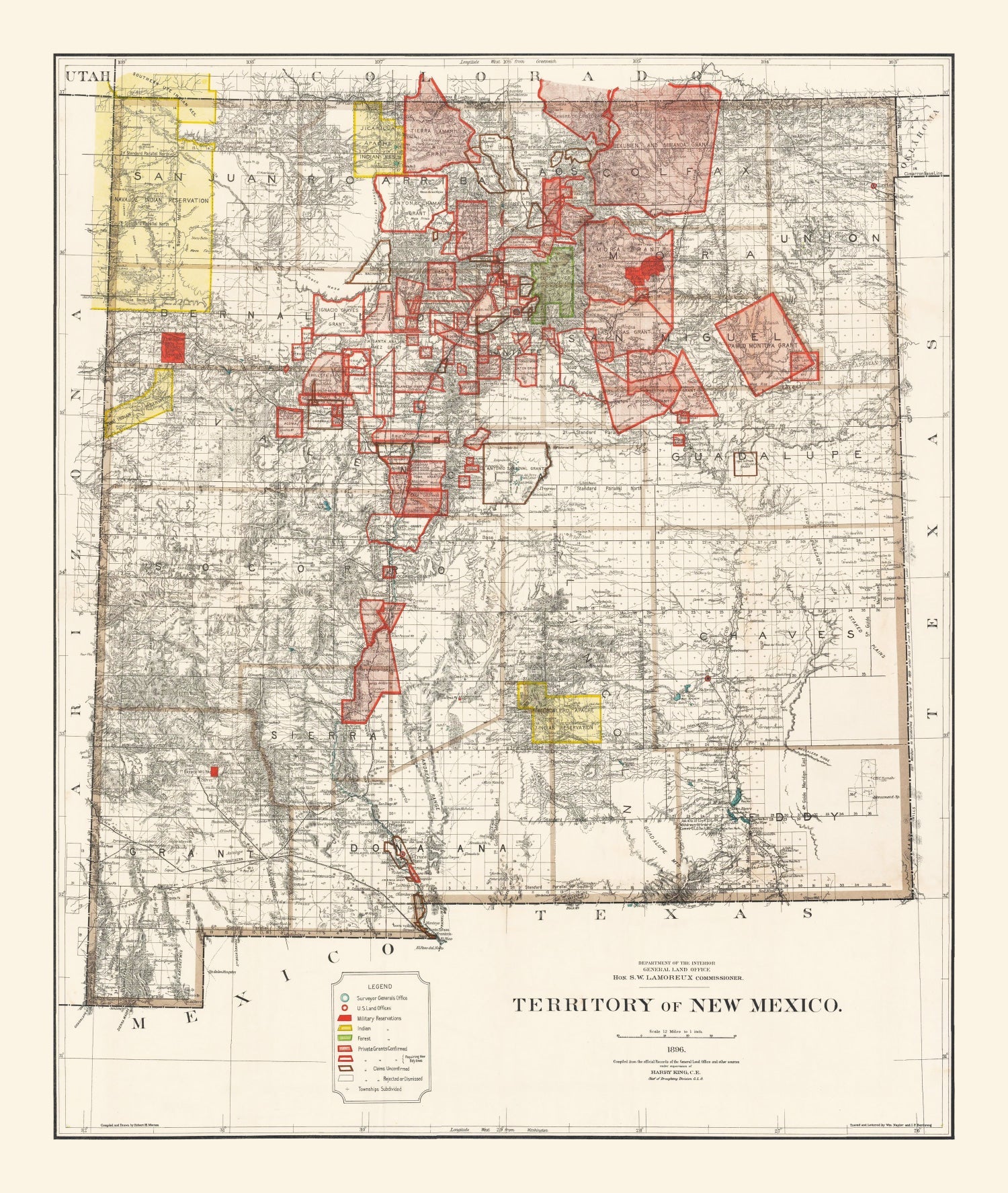 Vintage Map of New Mexico 1896