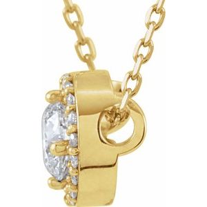 14K Yellow Gold 1/5 CTW Lab-Grown Diamond Halo-Style 16" Necklace