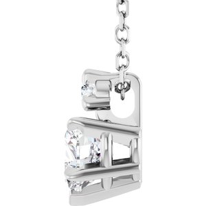 14K White Gold Natural White Sapphire & .03 CT Natural Diamond 16-18" Necklace