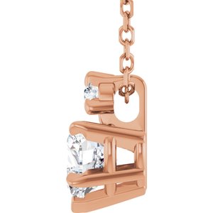 14K Rose Gold Natural White Sapphire & .03 CT Natural Diamond 16-18" Necklace
