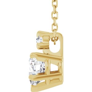 14K Yellow Gold Natural White Sapphire & .03 CT Natural Diamond 16-18" Necklace