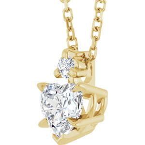 14K Yellow Gold Natural White Sapphire & .03 CT Natural Diamond 16-18" Necklace