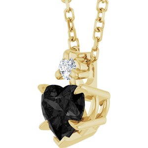 14K Yellow Gold Natural Black Onyx & .03 CT Natural Diamond 16-18" Necklace