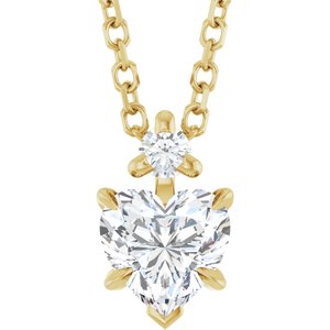 14K Yellow Gold Natural White Sapphire & .03 CT Natural Diamond 16-18" Necklace