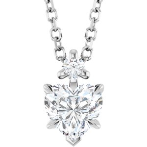 Platinum Natural White Sapphire & .03 CT Natural Diamond 16-18" Necklace