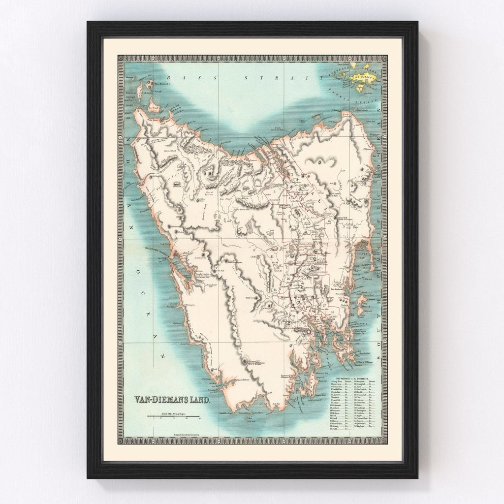 Vintage Map of Tasmania 1831