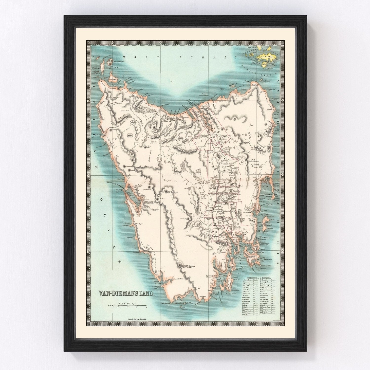 Vintage Map of Tasmania 1831