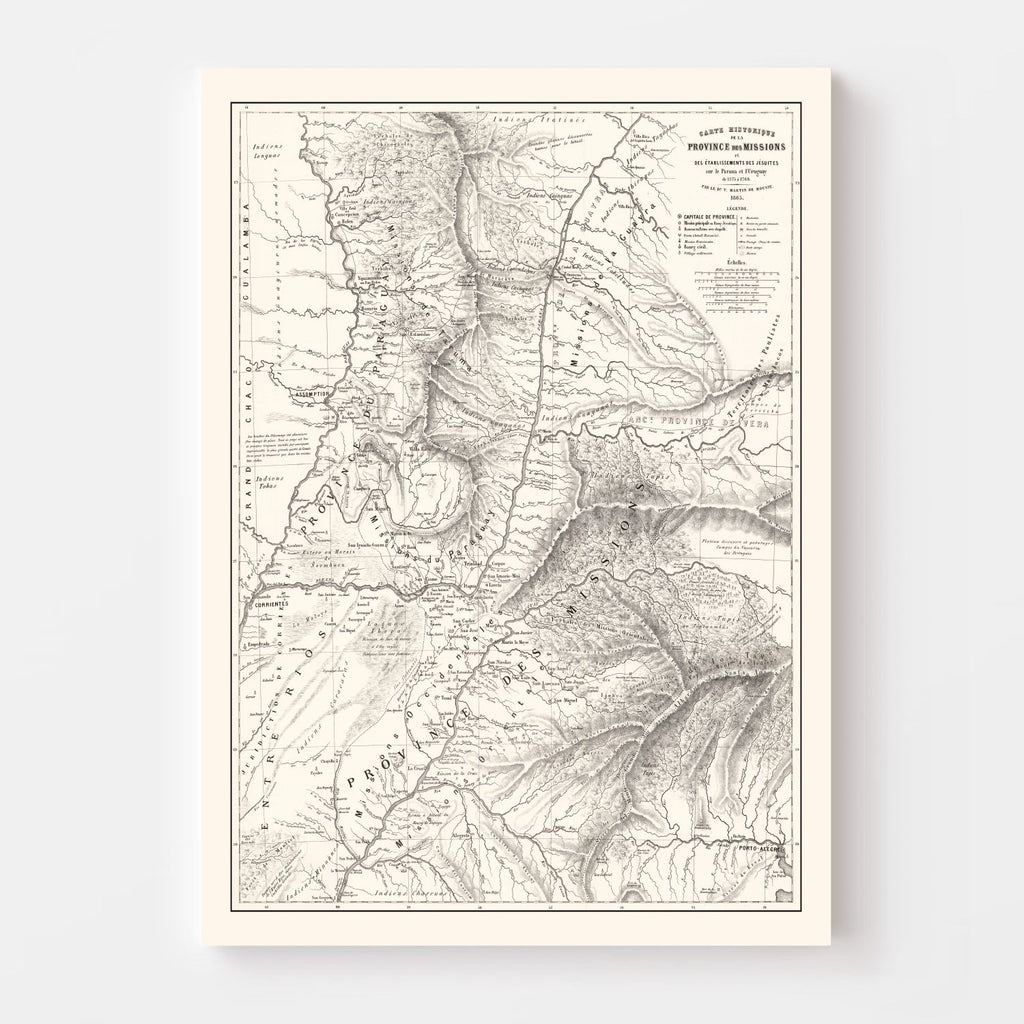 Vintage Map of Paraguay 1873