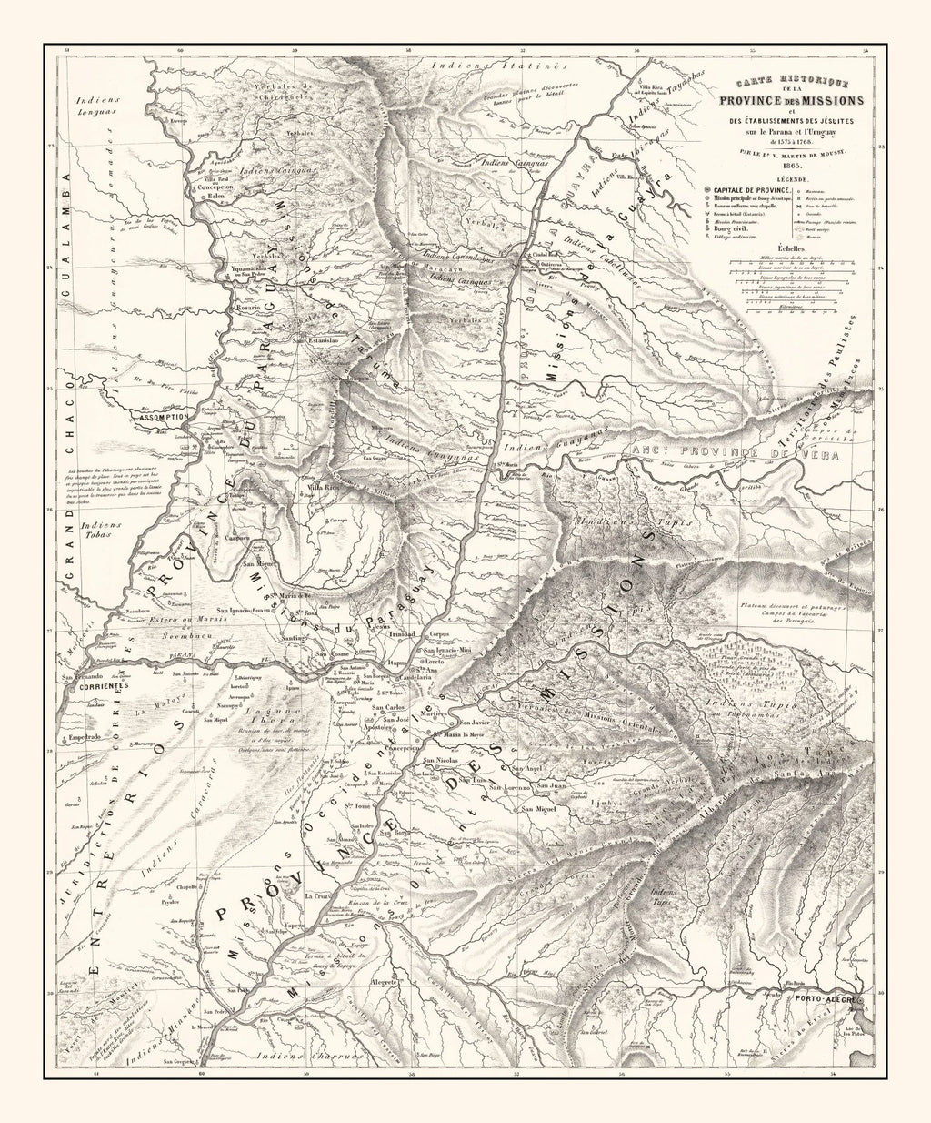 Vintage Map of Paraguay 1873