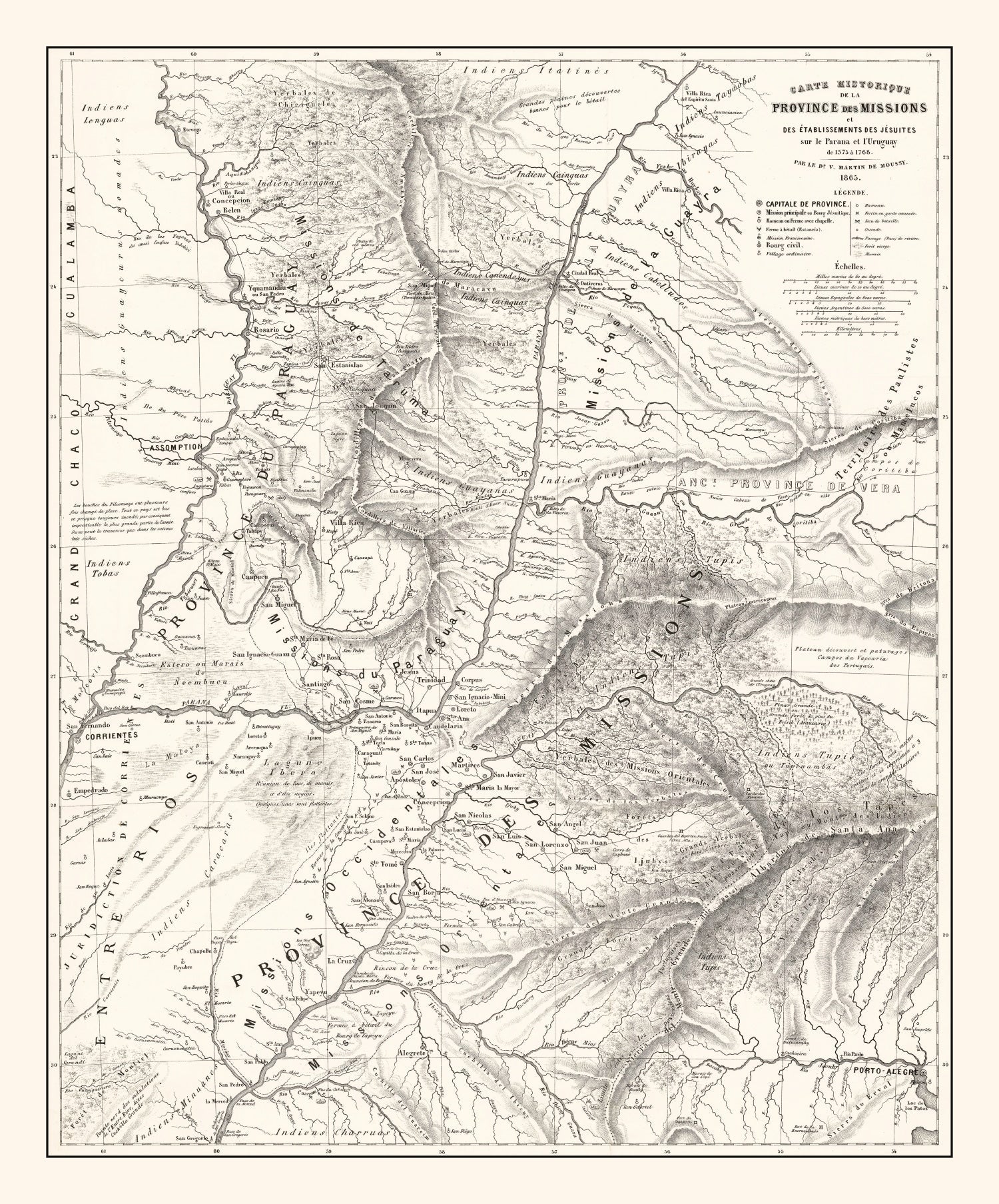 Vintage Map of Paraguay 1873