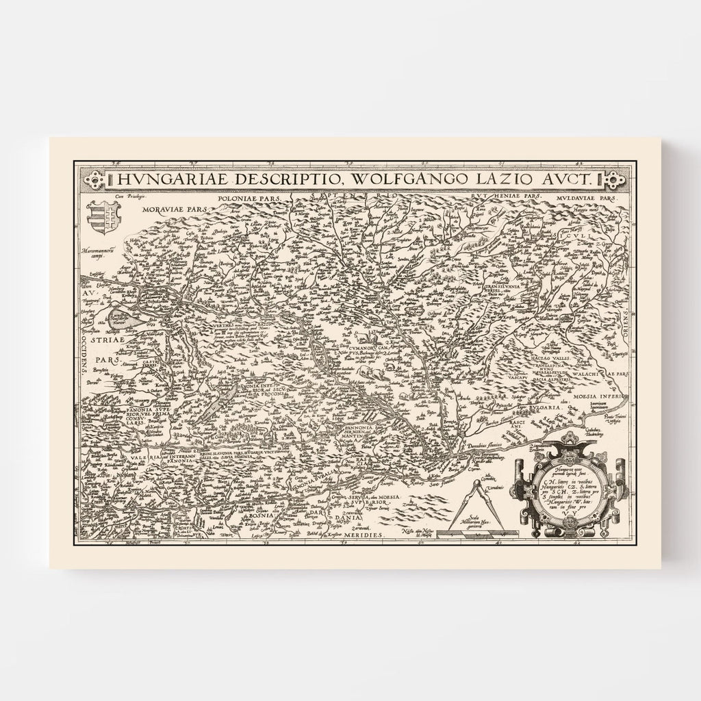 Vintage Map of Hungary 1570