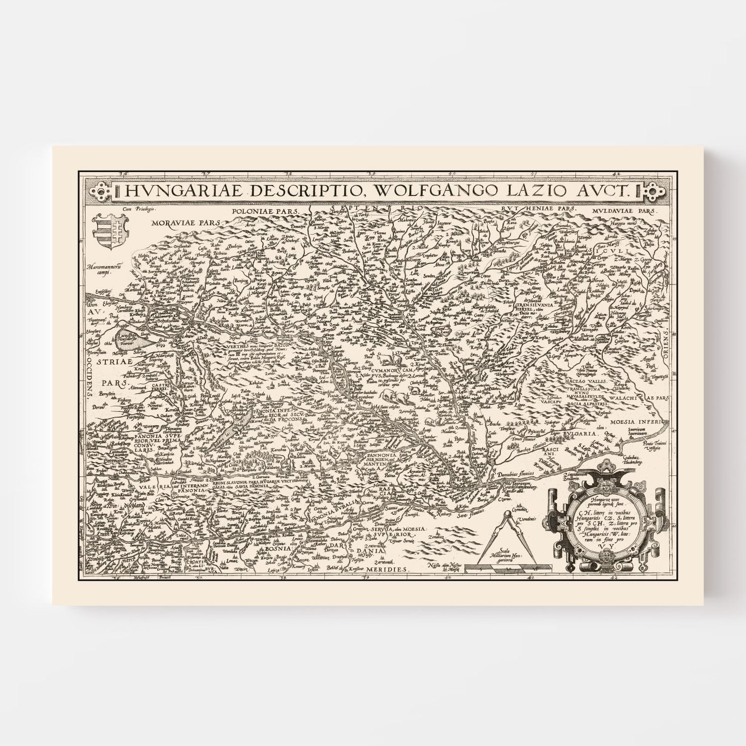 Vintage Map of Hungary 1570