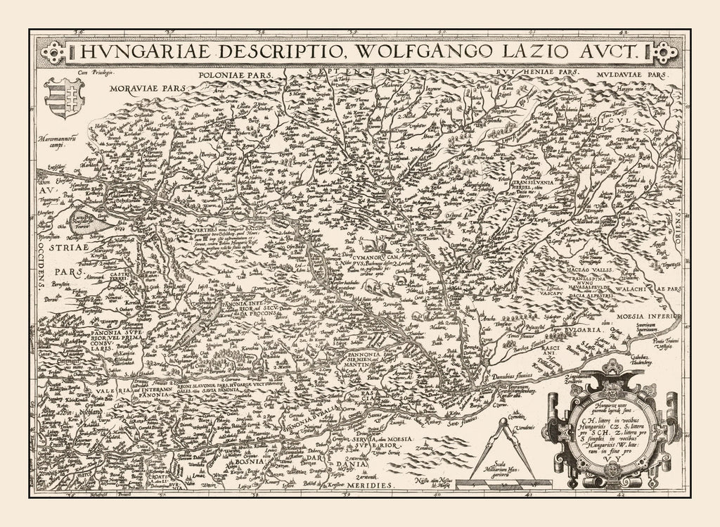 Vintage Map of Hungary 1570