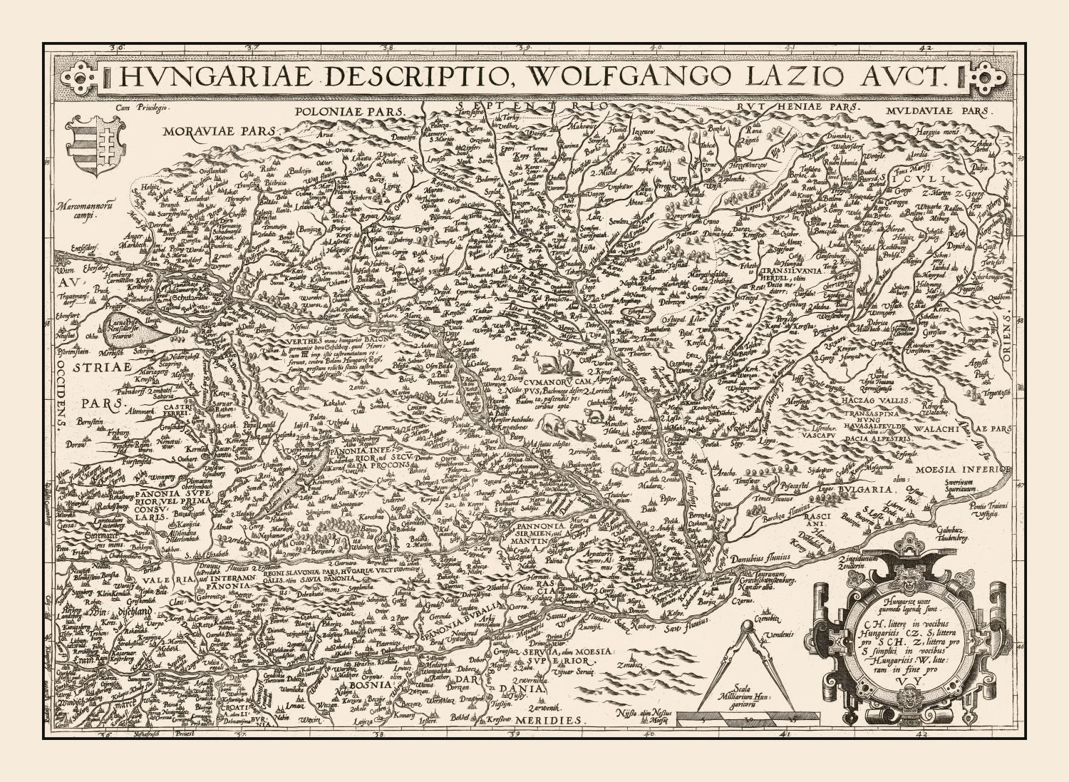 Vintage Map of Hungary 1570