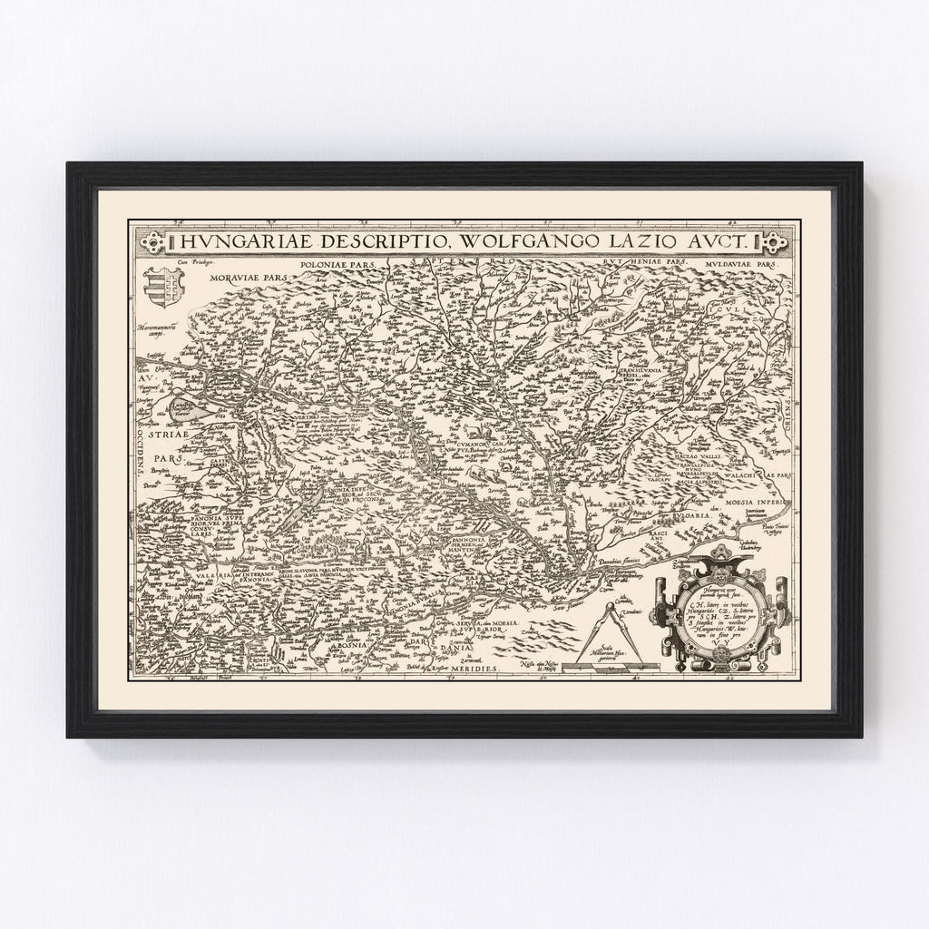 Vintage Map of Hungary 1570