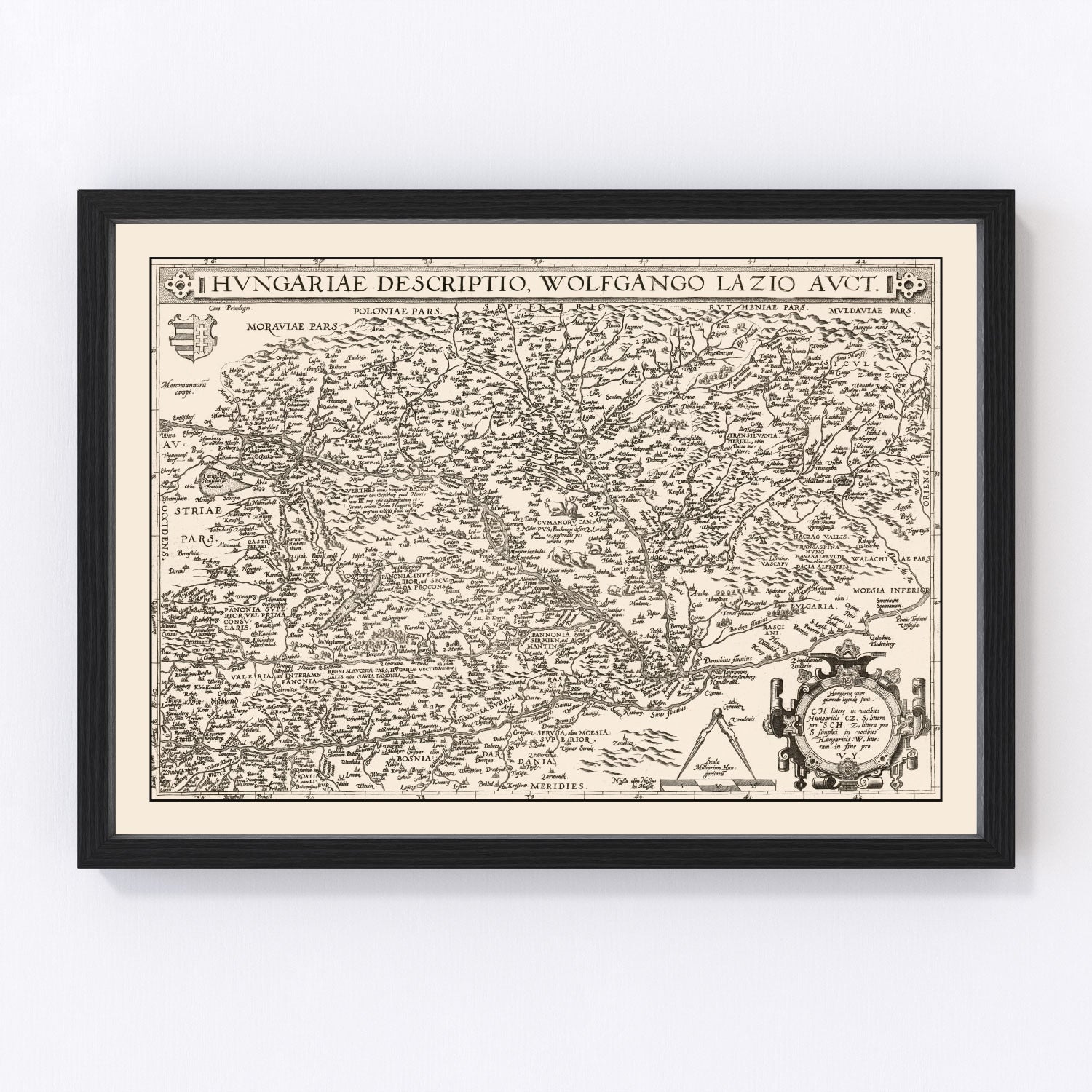 Vintage Map of Hungary 1570