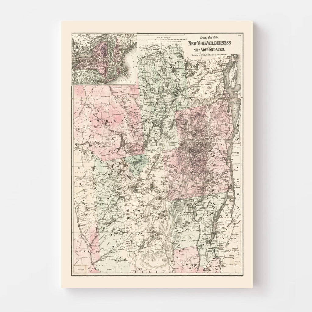 Vintage Adirondacks Map 1894