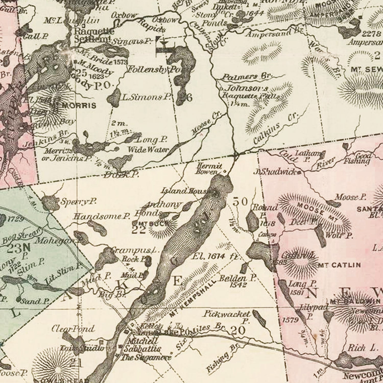 Vintage Adirondacks Map 1894