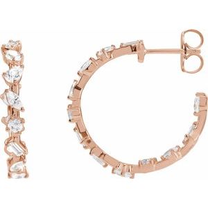 14K Rose Gold 2 CTW Lab-Grown Diamond 24.4 mm Hoop Earrings