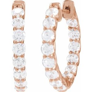 14K Rose Gold 2 1/5 CTW Lab-Grown Diamond Inside-Outside 19.7 mm Hoop Earrings