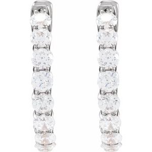 14K White Gold 2 1/5 CTW Natural Diamond Inside-Outside 19.7 mm Hoop Earrings – image 3