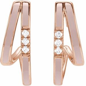 14K Rose Gold 1/10 CTW Natural Diamond & Pink Enamel 17.3 mm Hoop Earrings – image 2