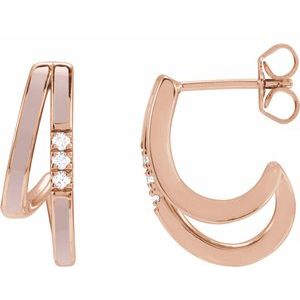 14K Rose Gold 1/10 CTW Natural Diamond & Pink Enamel 17.3 mm Hoop Earrings