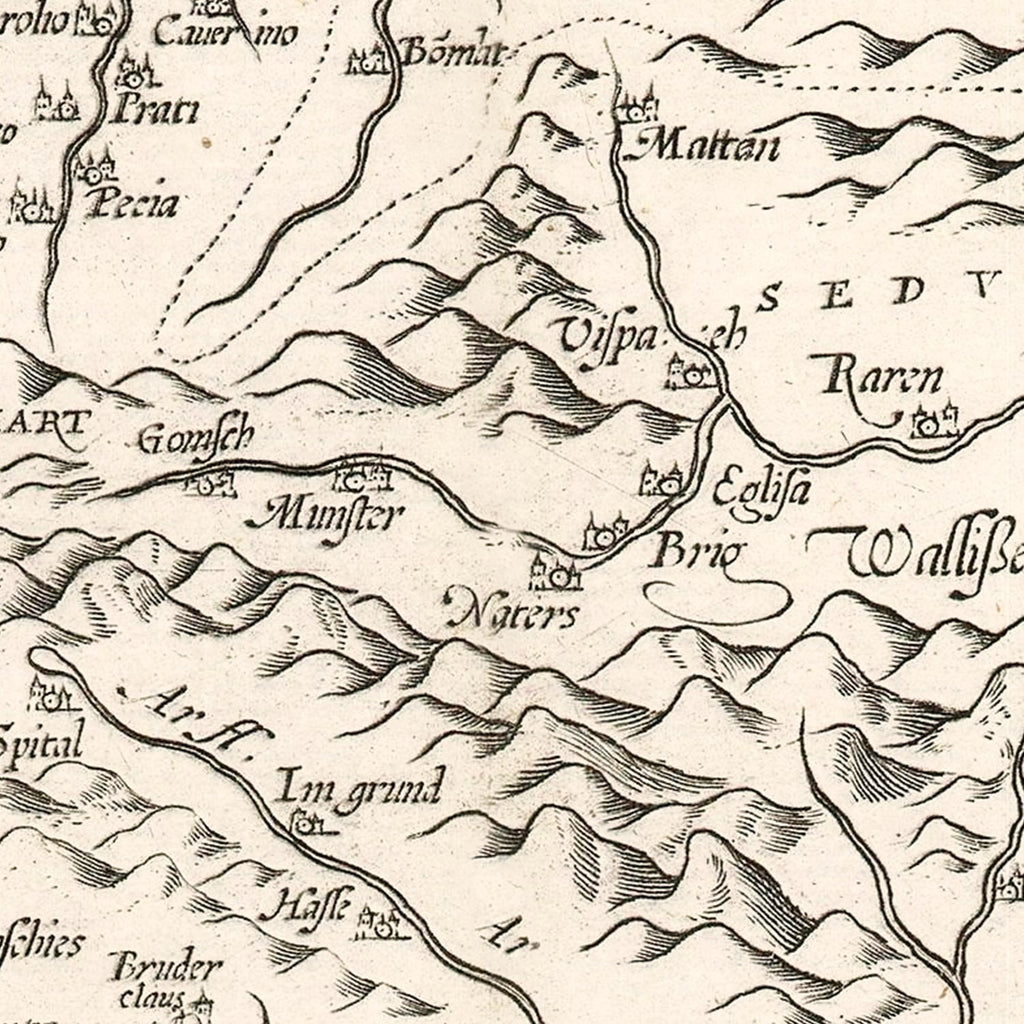 Vintage Map of Switzerland 1581