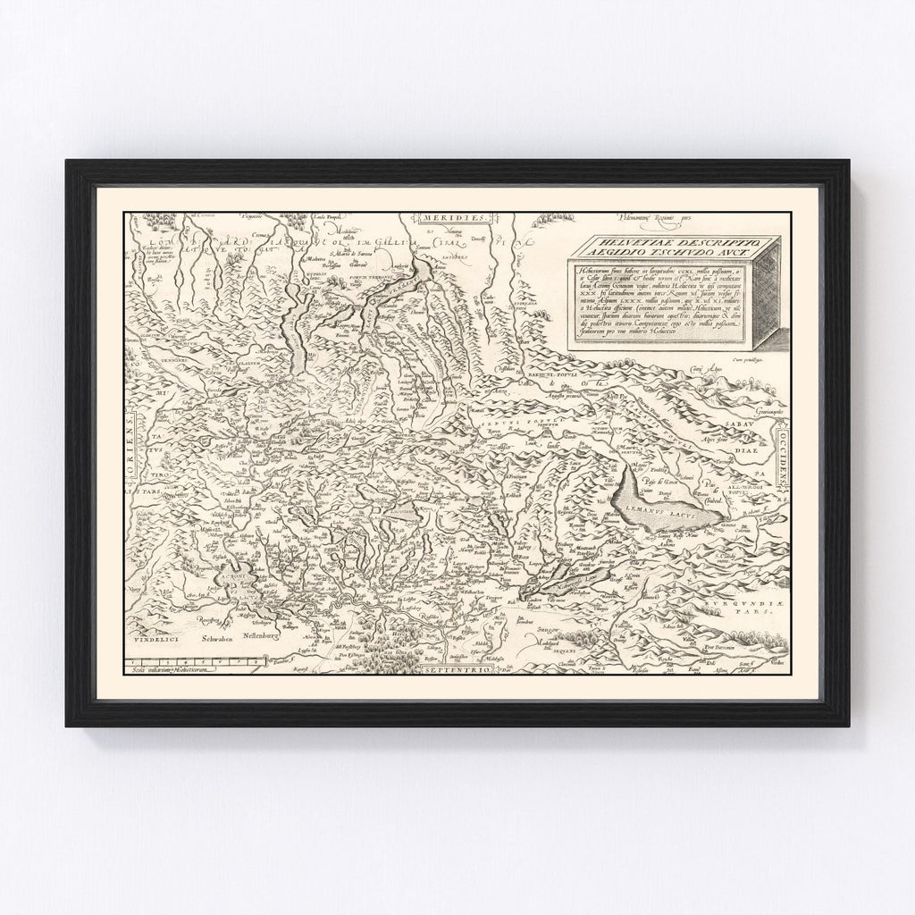 Vintage Map of Switzerland 1581