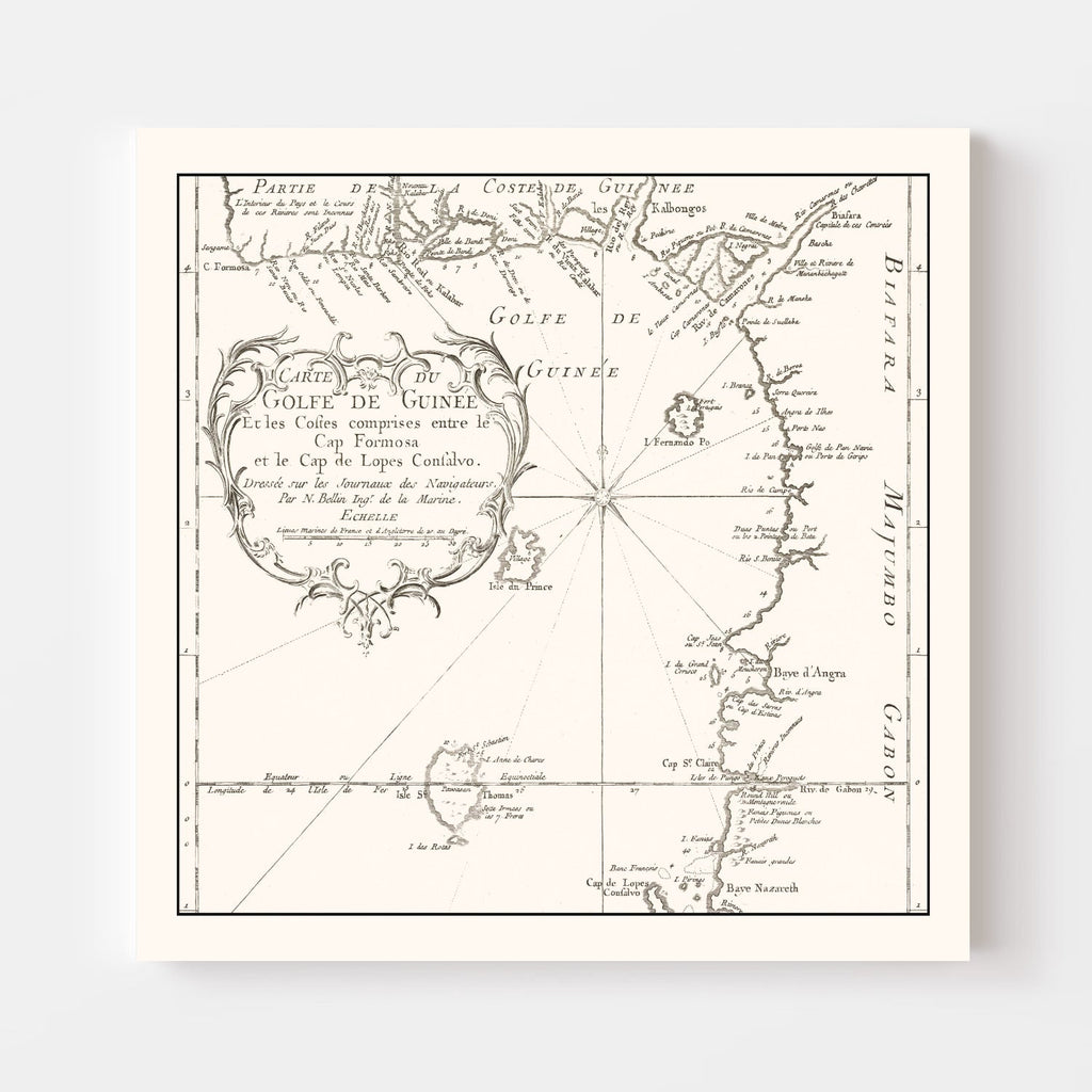 Vintage Gulf of Guinea Map 1754
