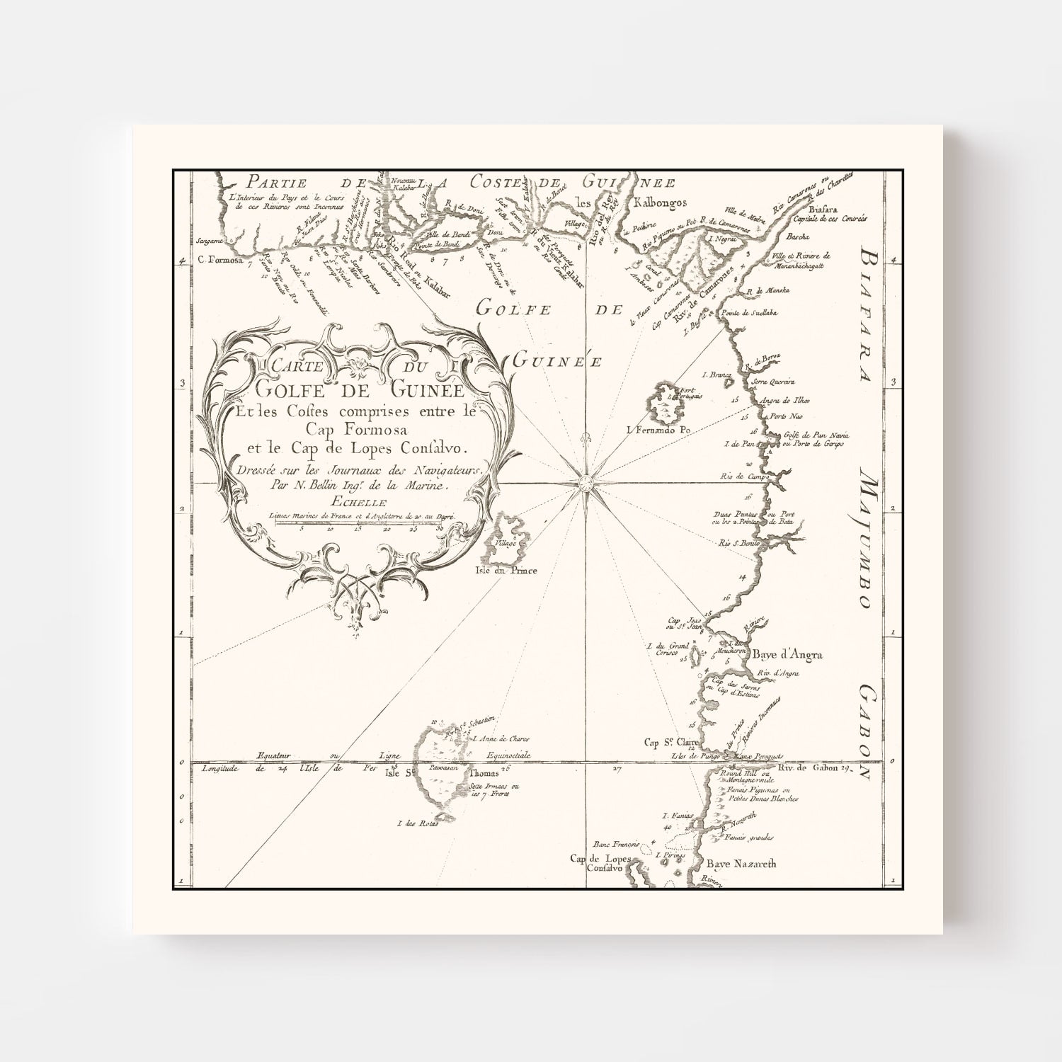 Vintage Gulf of Guinea Map 1754