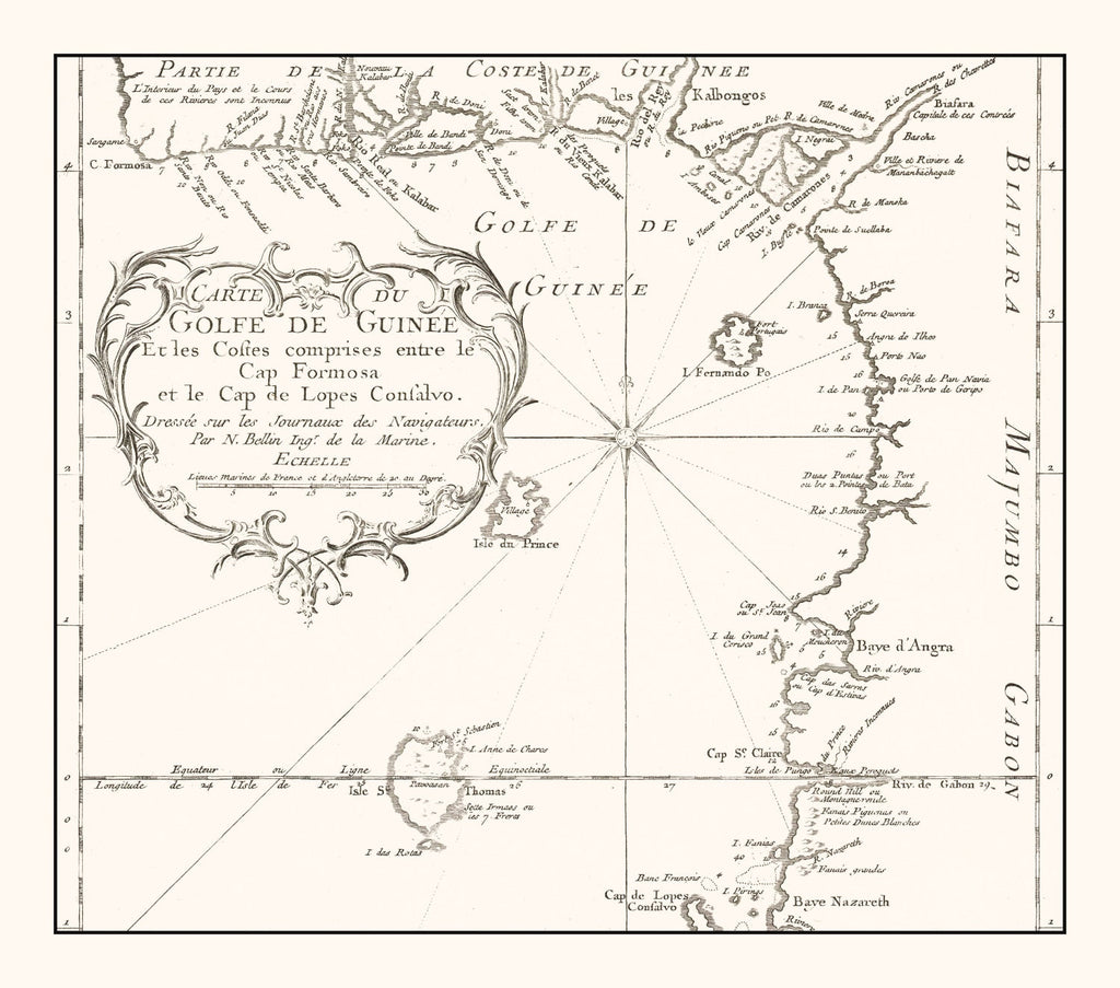 Vintage Gulf of Guinea Map 1754