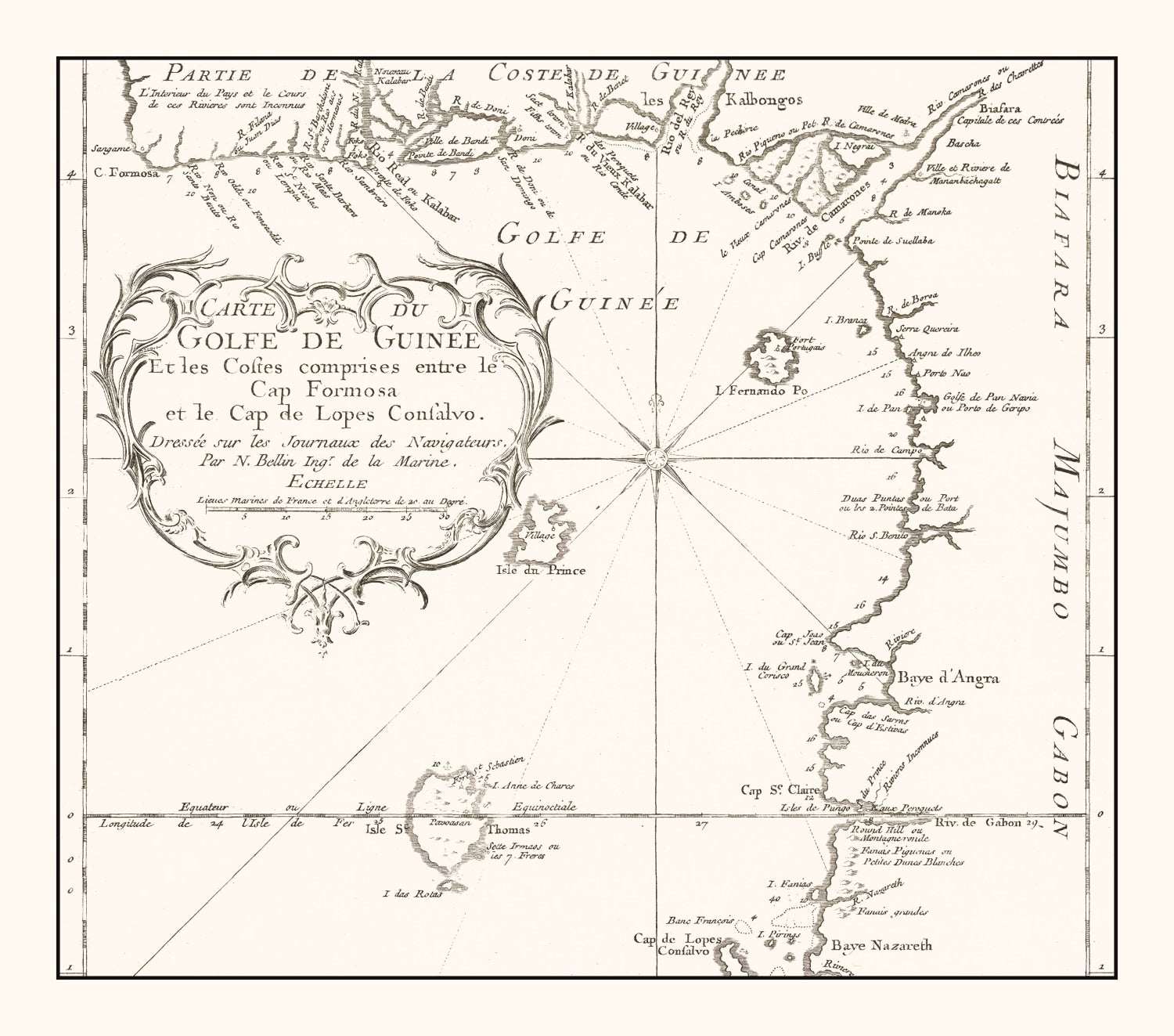 Vintage Gulf of Guinea Map 1754