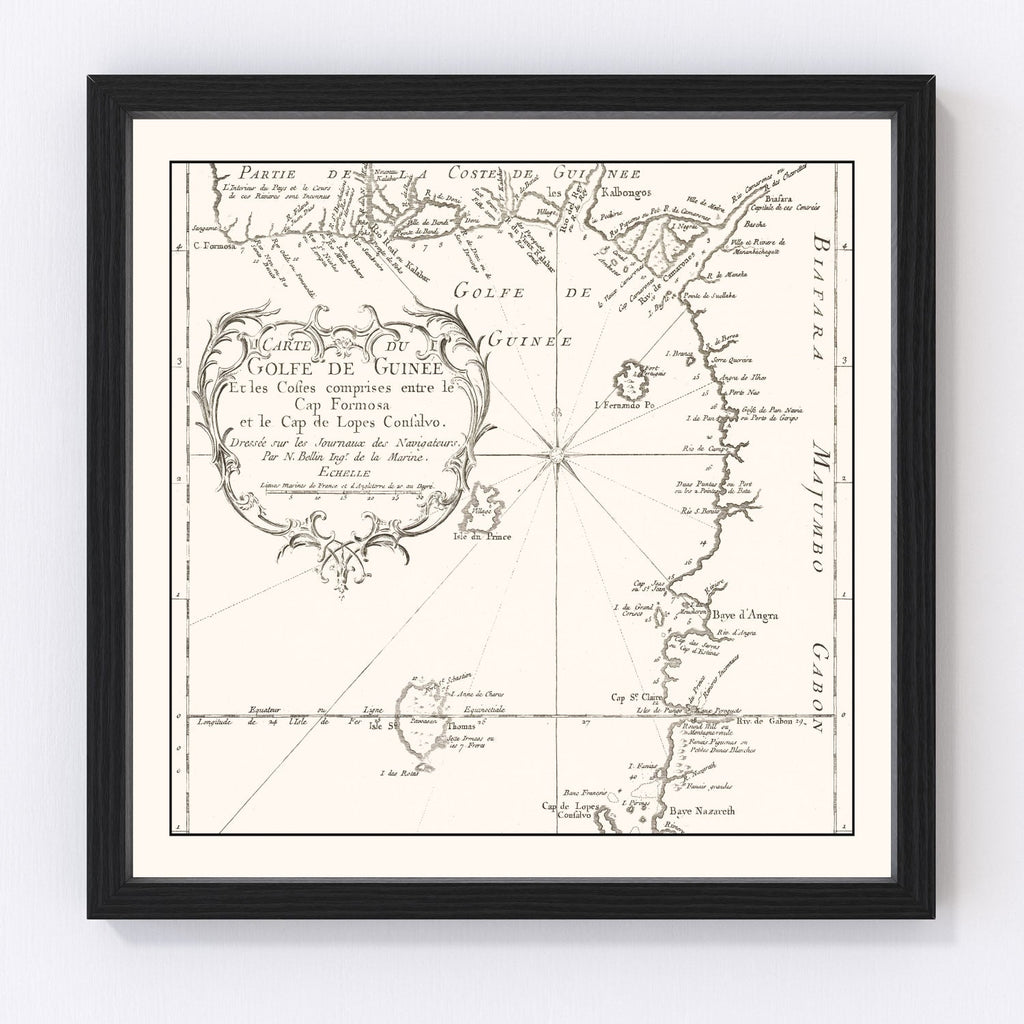 Vintage Gulf of Guinea Map 1754