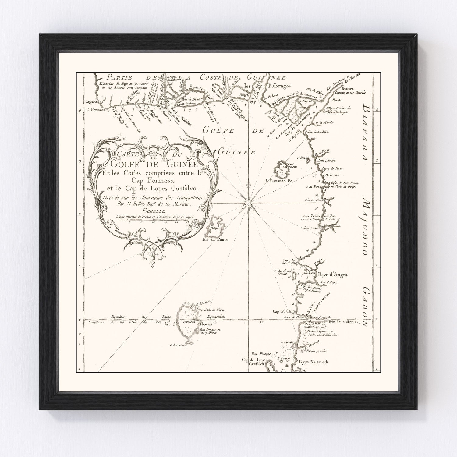 Vintage Gulf of Guinea Map 1754