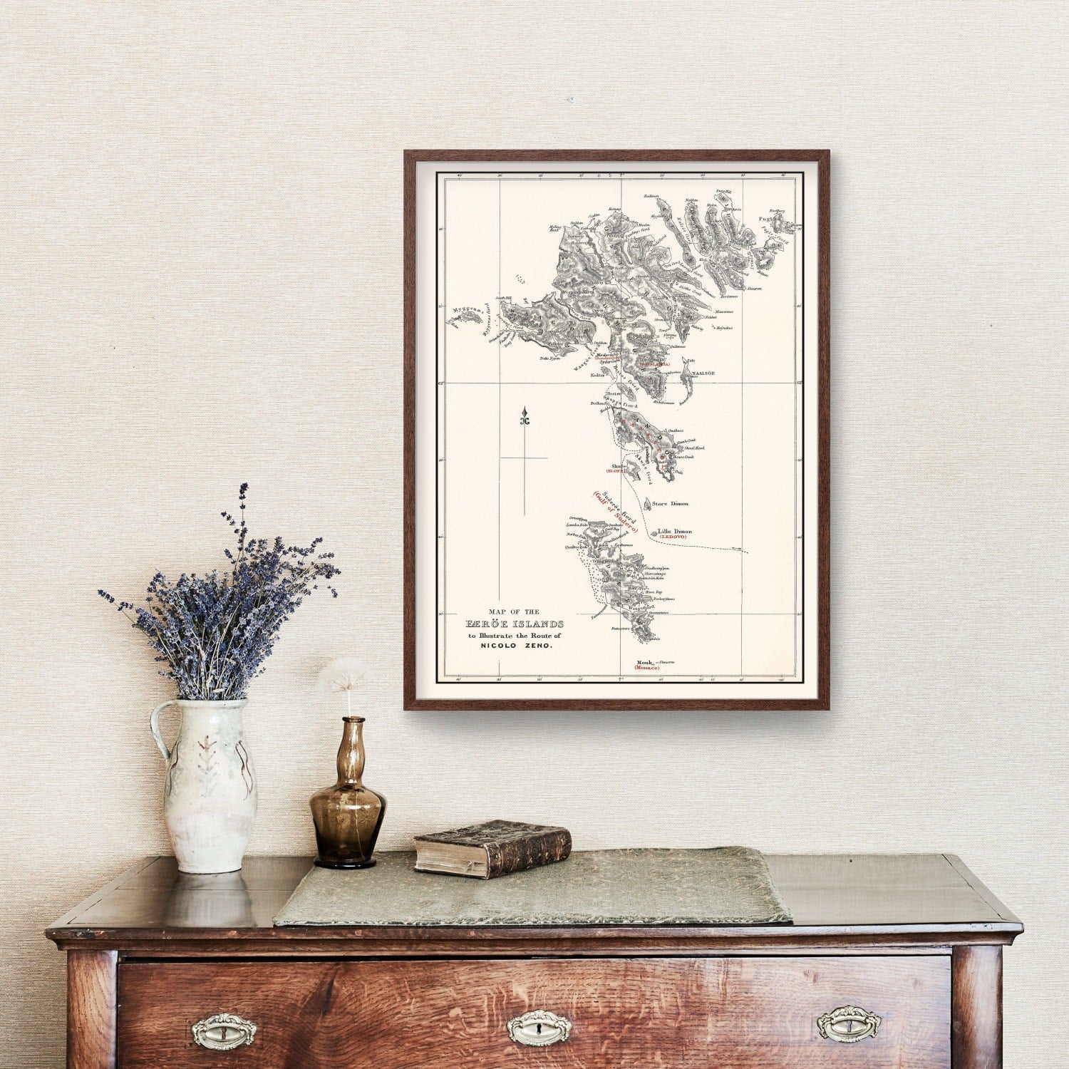 Vintage Faroe Islands Map 1873