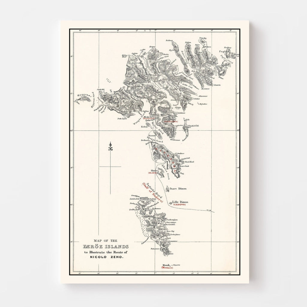 Vintage Faroe Islands Map 1873