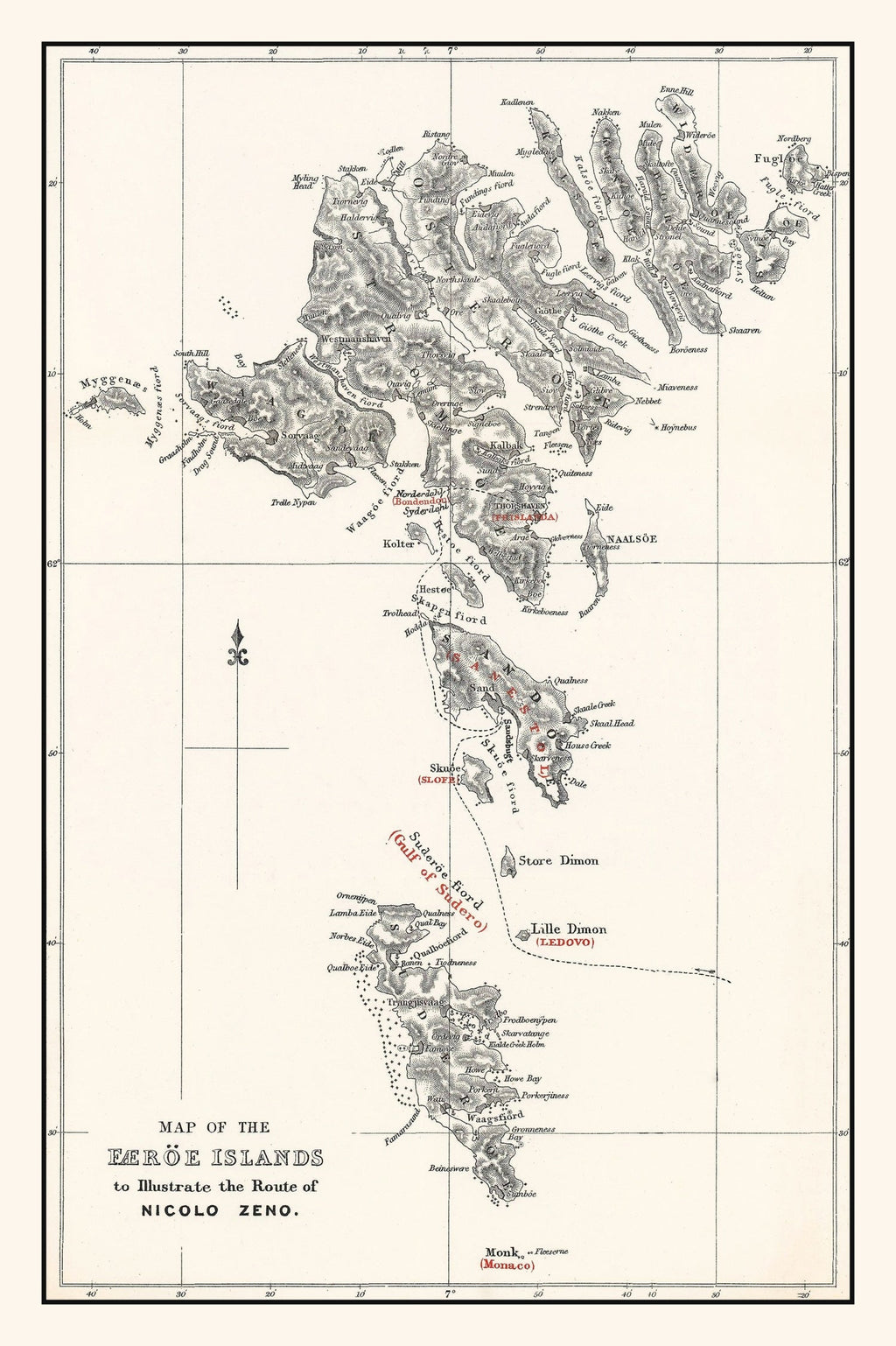 Vintage Faroe Islands Map 1873