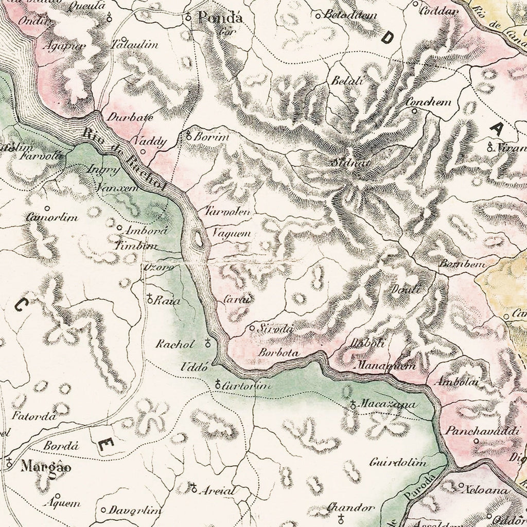 Vintage Goa, India Map 1878