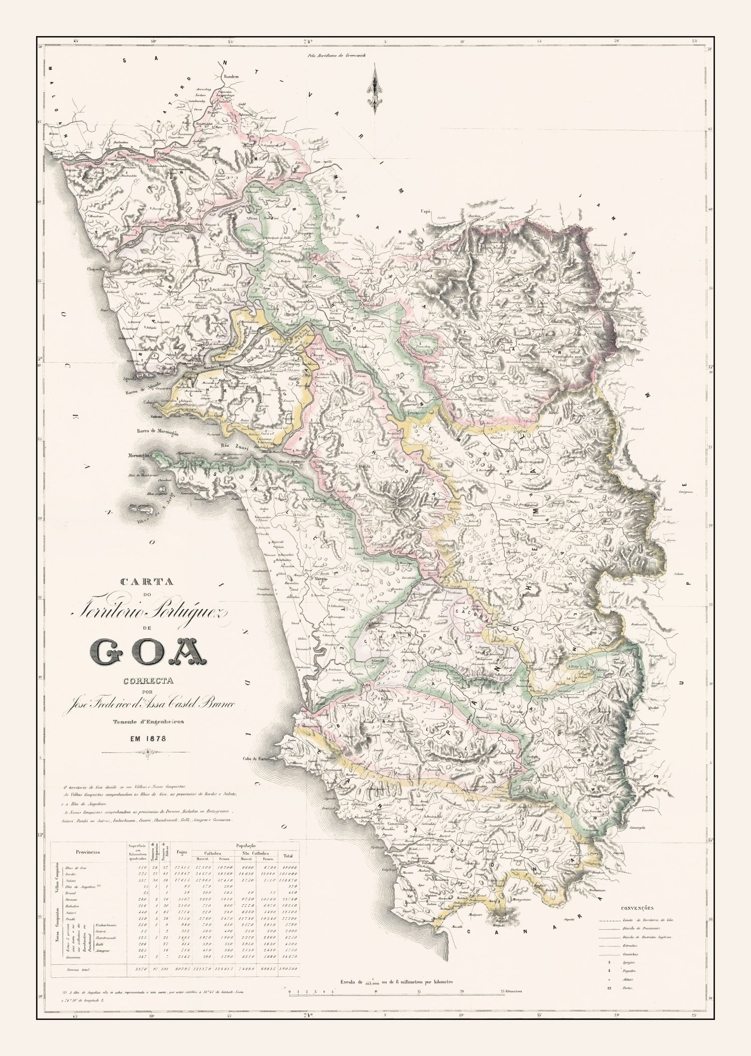 Vintage Goa, India Map 1878