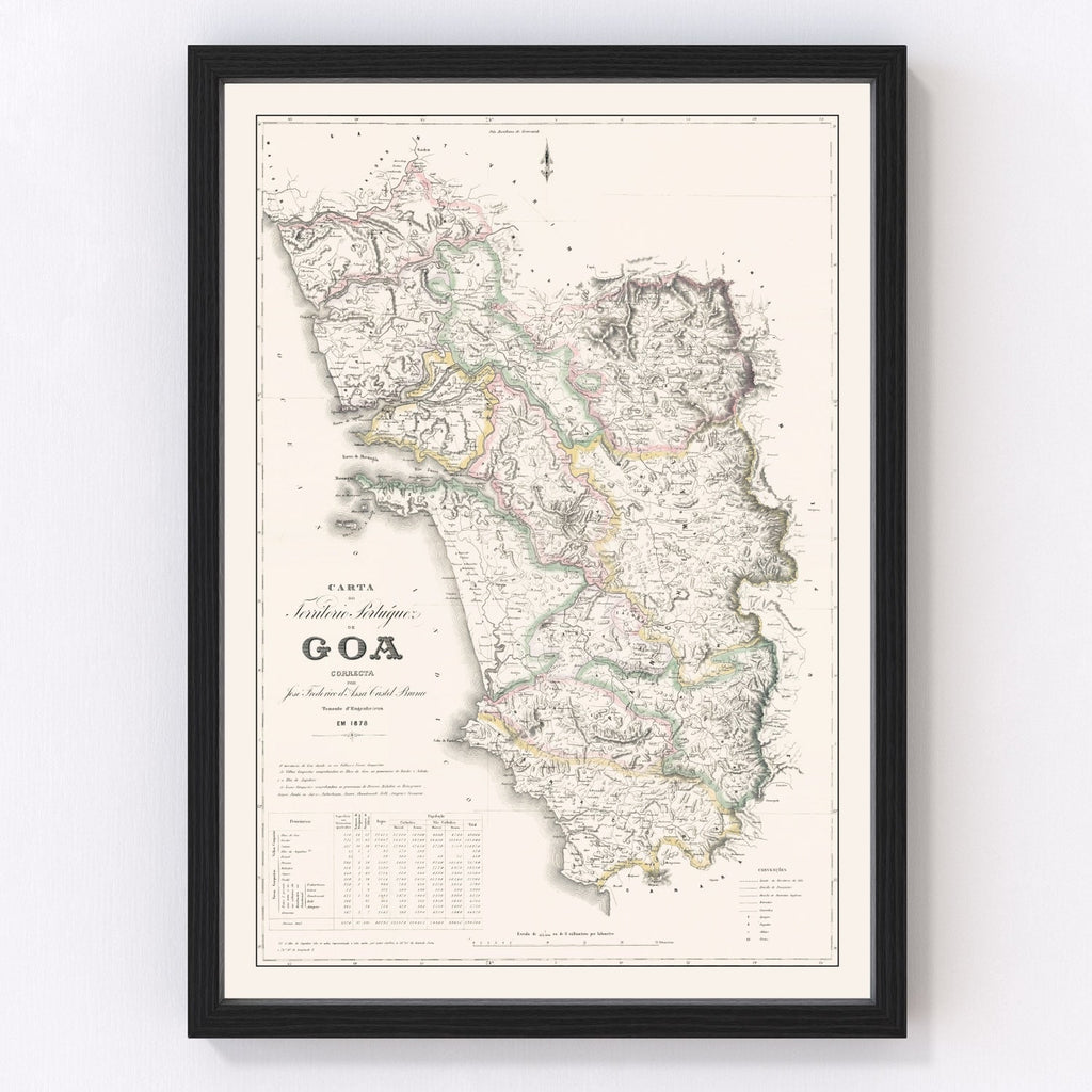 Vintage Goa, India Map 1878