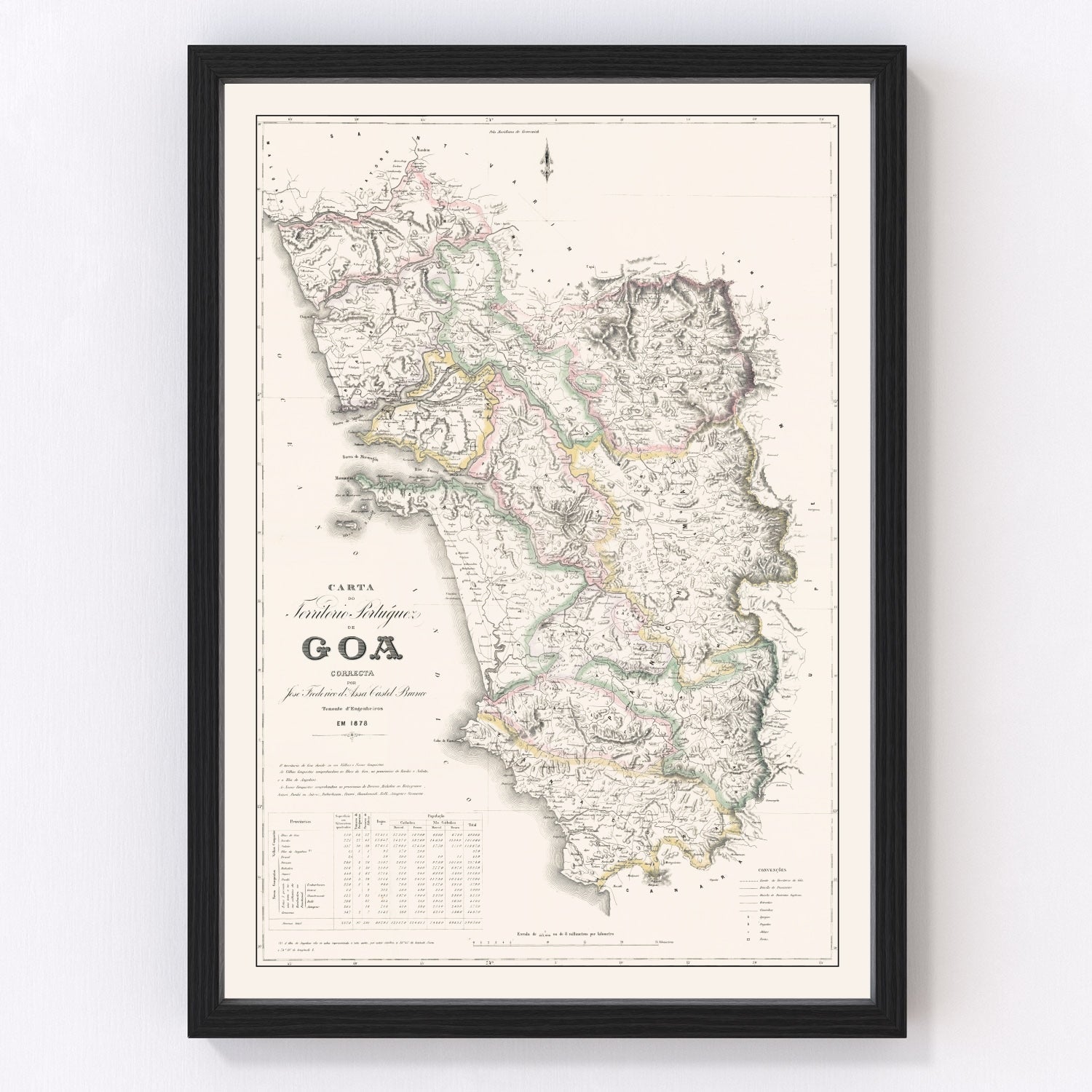 Vintage Goa, India Map 1878