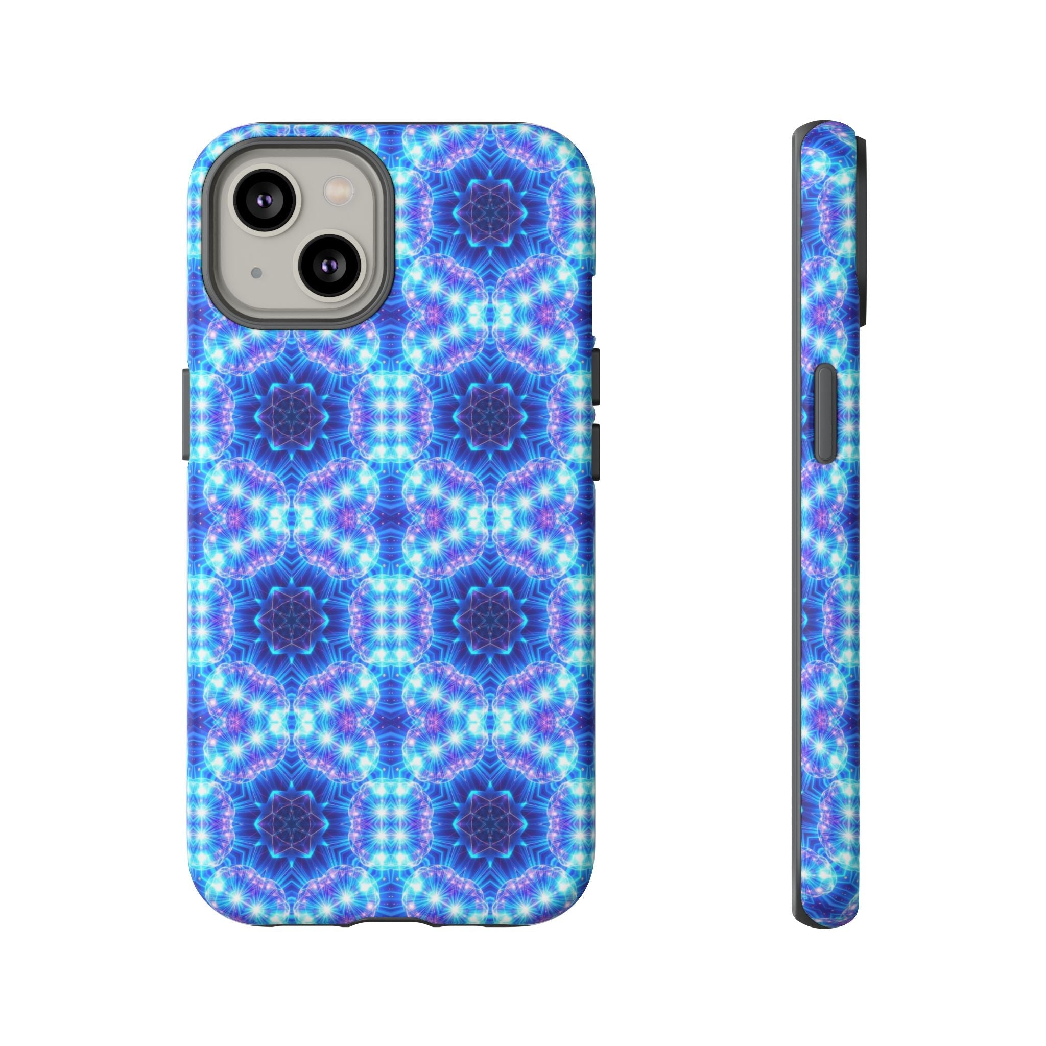 Blue Mandalas with Neon Lights Tough Phone Cases