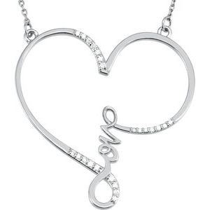 14K White Gold 1/8 CTW Natural Diamond Infinity-Inspired Love Heart 18" Necklace