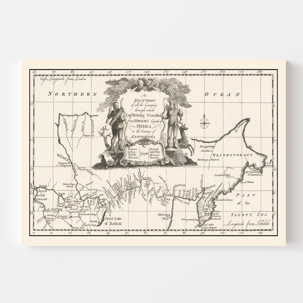 Vintage Map of Siberia 1744