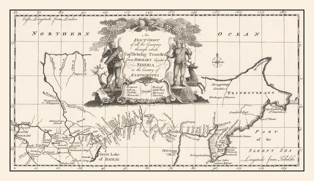 Vintage Map of Siberia 1744