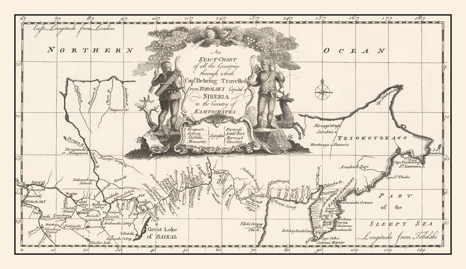 Vintage Map of Siberia 1744