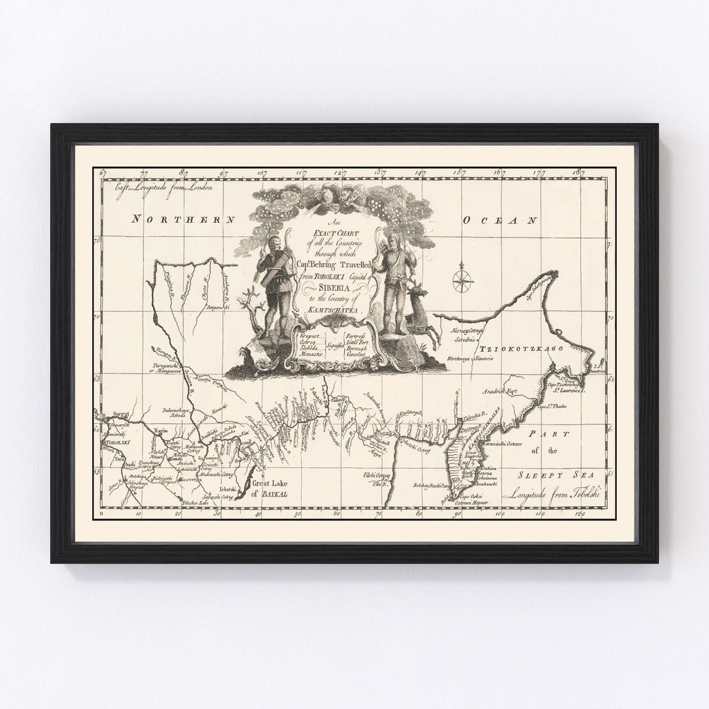 Vintage Map of Siberia 1744