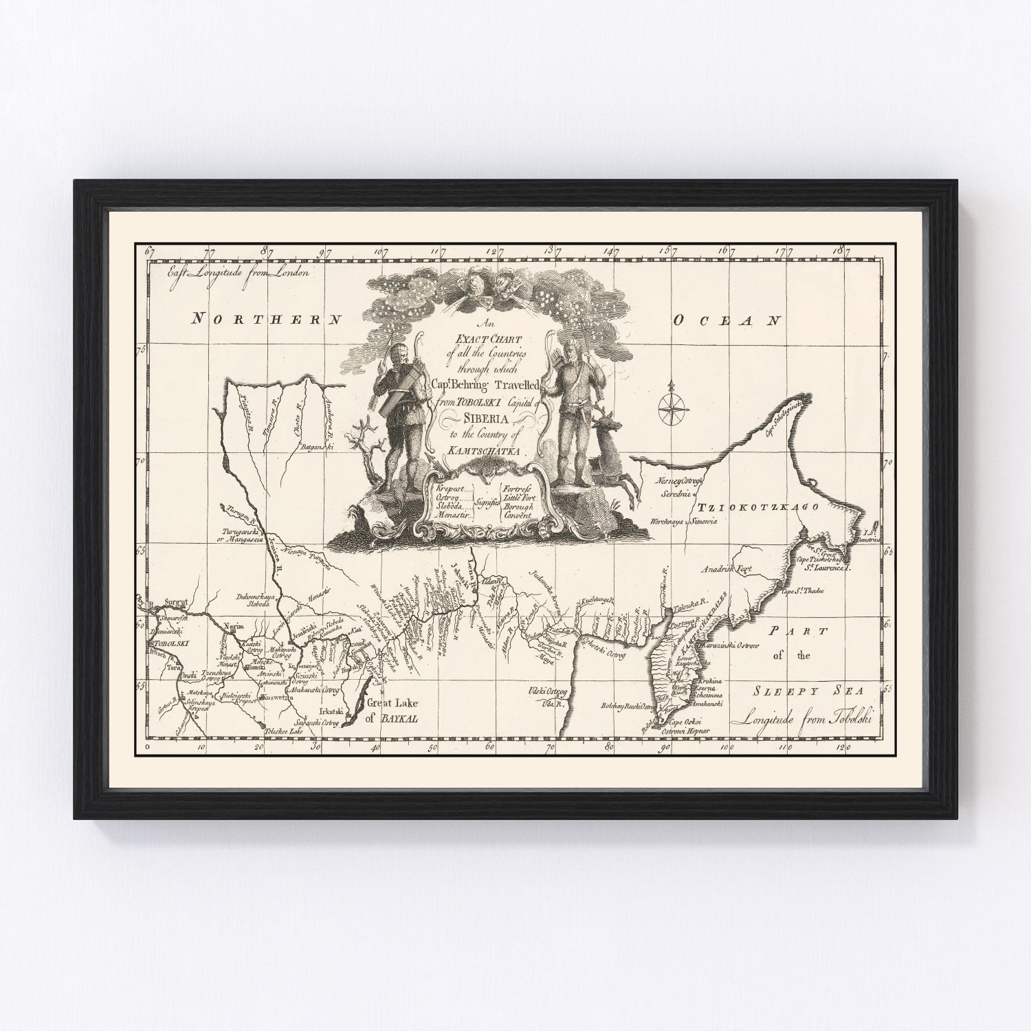 Vintage Map of Siberia 1744